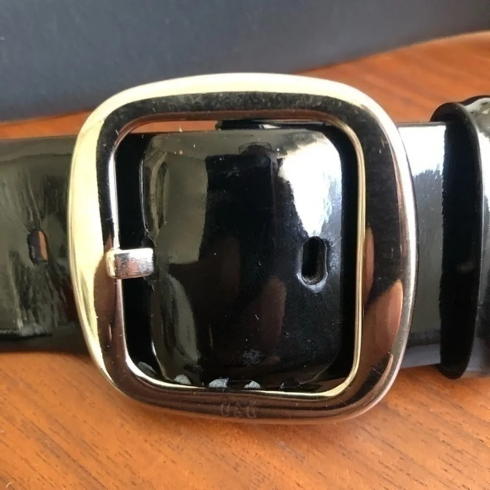 Dolce & Gabbana Mens Blk Patent Leather Belt Sz36